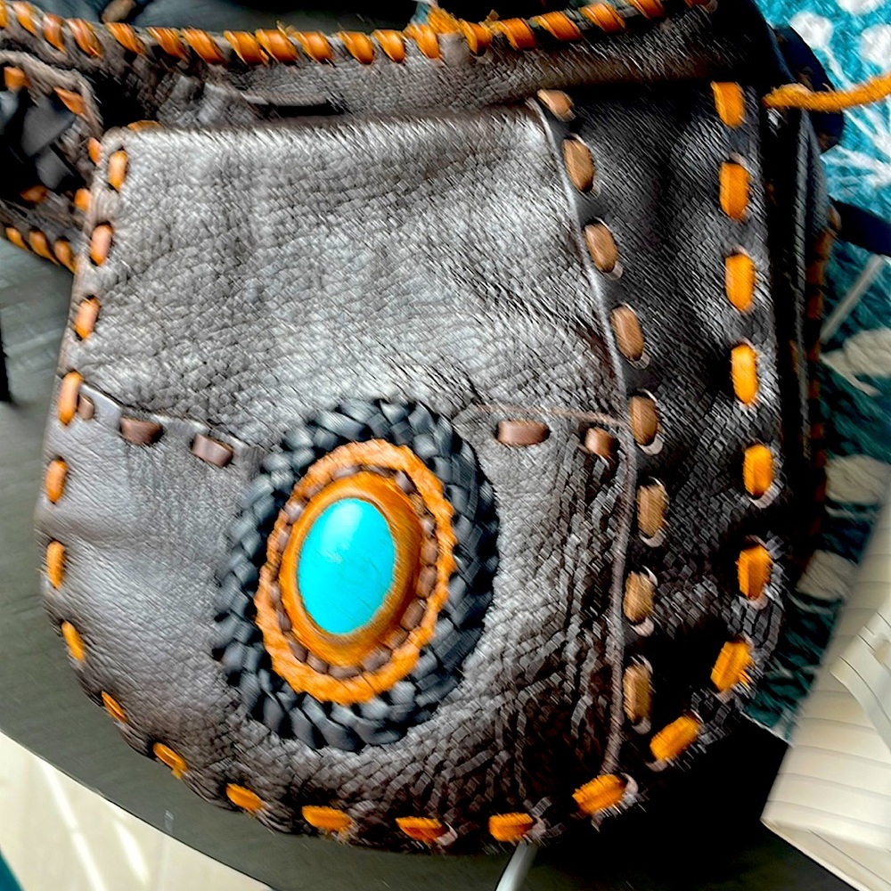 Vintage dark brown quality hand stitched leather purse.